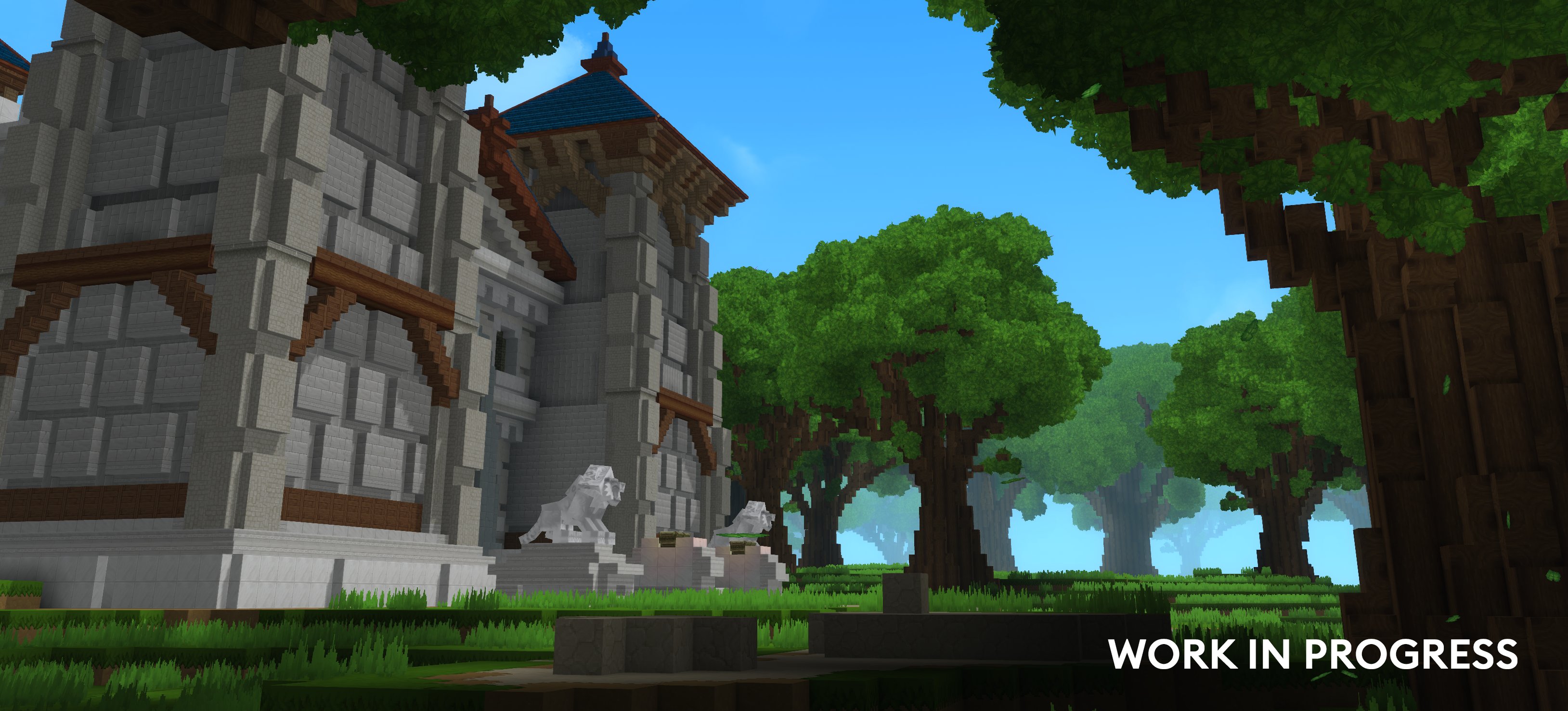A white stone building with timber framing among the tall trees of Elwynn